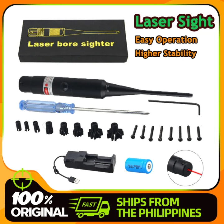 Adjustable Adapters Rifles Red Laser Bore Sighter Collimator Kit with