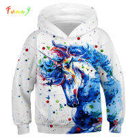 Fashion 3D Unicorn Hoodies Sweatshirt Girls Boys Rainbow Horse Animal Printed Thin Long Sleeve Kids Hoodie Toddler Hoody Coat