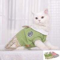 Cat JK Sweater Dresses Pet School Uniform  Puppy Spring Autumn Outfit Soft Knitted Skirt Shirts for Cat Rabbit Small Medium Dogs Dresses