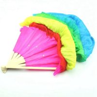 4X Colorful Belly Dance Dancing Silk Bamboo Long Fans Veils for Folk Dance 1.8M