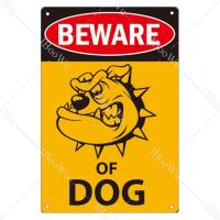 Retro Metal Poster Caution The Dog Vintage Tin Signs Beware Of Dog Plate Warning Garden Home Wall Decor 20x30cm