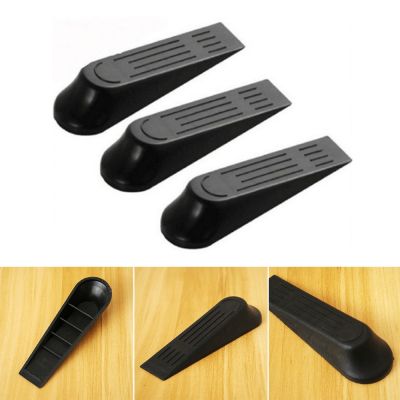 【LZ】✻☈  2pcs Black Door Stop Stops Stoppers Wedge Wedges Jam Block Home Office Home Improvement Door Stops Furniture Fittings Wholesale