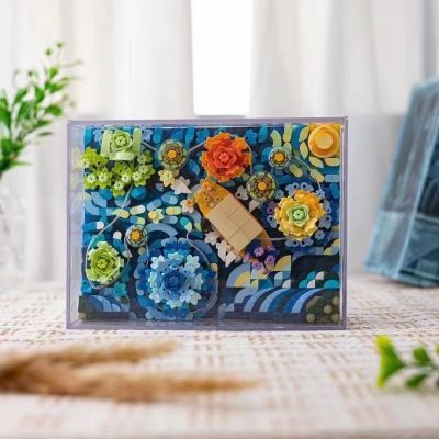 Illustrated starry sky flower night three-dimensional decoration assembly small particle building block toy decorations