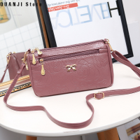 ร้าน QUANJI กระเป๋า Handbags2021ฤดูใบไม้ร่วงใหม่แบบย้อนยุคหนังนุ่มกระเป๋าสะพายไหล่กระเป๋าพาดลำตัวสำหรับผู้หญิงความจุขนาดใหญ่หลายชั้น