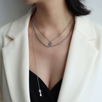 TOFFLO Stainless Steel Jewelry Super Long Tassel Key Peach Heart Lock Double Layer Stacked Necklace Womens Fashion Chain P1021