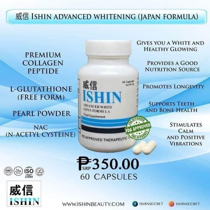 Ishin Glutathione Original Advance Whitening Supplement Japan Formula with Collagen Pearl Powder