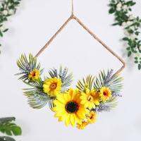 Spring Wreath Flower Garland Hoop Wreaths for Door Wedding Boho Home Decor Farmhouse Spring Decoration Thanksgiving Gift