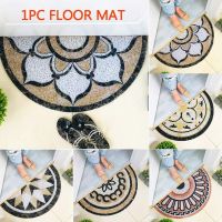 (ร้อน) พรมเช็ดเท้าครึ่งวงกลม, ลายหินอ่อนกันลื่น Half Moon PVC FLOOR MAT, 30X60cm