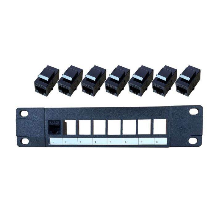 Patch Panel 8 Port CAT5e with Inline Keystone 10G PassThru Coupler