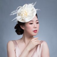 ผู้หญิง Chic Fascinator หมวกค็อกเทลงานแต่งงานโบสถ์ Headpiece Kentucky Headwear Feather อุปกรณ์เสริมผม Sinamay Fascinatorshot