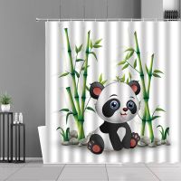 3D Digital Printing Resistant Waterproof Bathroom Shower Curtain Cartoon Panda Shower Curtain Cute Animals Pandas Green Bamboo Plants Print Bath Curtains Children Room Bathroom Decor Waterproof