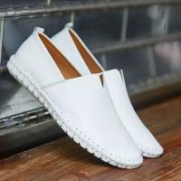 Large Size 48 49 Genuine Leather Flat Shoes Men White Soft Casual Sneakers Male Comfy Walking Driving Shoes Loafers Moccasins