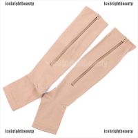 【ICE】1Pair Zipper Compression Socks Foot Pain Relief Knee Varicose Open Toe Socks