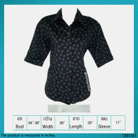 USED St. Mario - Black Purple Floral Shirt | เสื้อเชิ้ตสีดำ สีม่วง เสื้อแขนสี่ส่วน แขนสั้น คอปก ลายดอก ทำงาน แท้ มือสอง