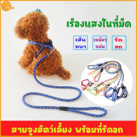 สายเรืองแสงรอบเส้น พร้อมที่รัดอก สายจูงสัตว์เลี้ยง สายจูงหมา เส้นเดียวจบ