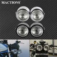 Motorcycle Front Twin Headlight Cafe Racer Dual Headlamp Black/Chrome For Harley Bad Boy Heritage Softail Classic Cross Bones