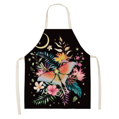 Butterfly Printed Kitchen Cooking Baking Aprons 66x47cm Sleeveless Cotton Linen for Women Man Home Delantal Cocina