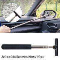 ][= Extended Car Truck Rearview Mirror Squeegee Retractable Double-Side Rod Window Cleaner Squeegee Brush Glass Wiper Cleaning Tool