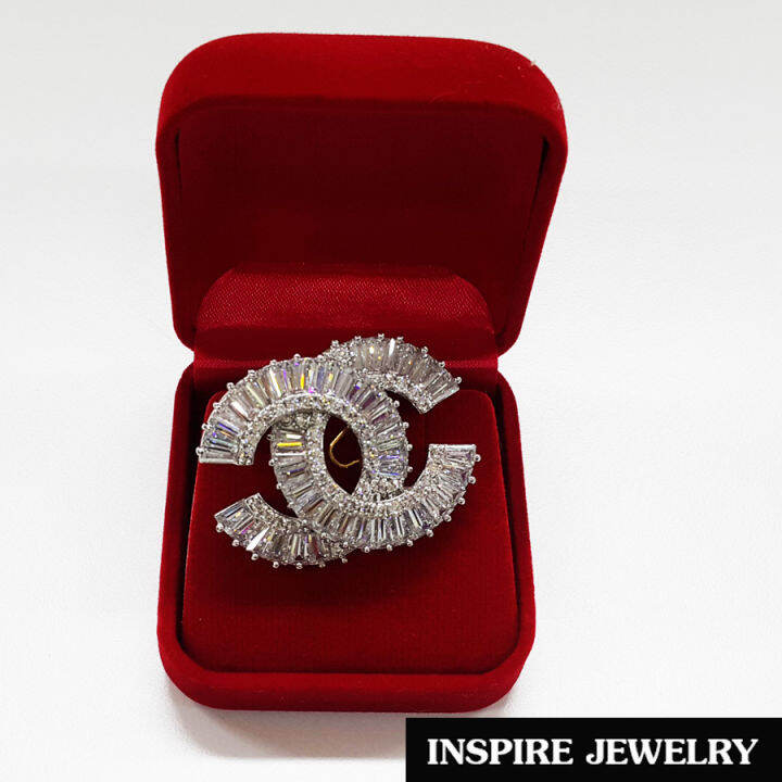 inspire-jewelry-เข็มกลัดเพชรสวิส-ฝังหนามเตย-หุ้มทองแท้-100-or-gold-plated-diamond-cloning