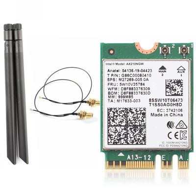 AX210NGW WIFI6E Network Card Bluetooth 5.2 5374M Dual Band Wireless Network Card with 8DB Antenna Kit