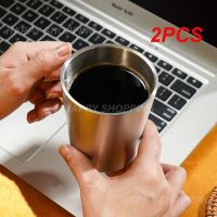 【CW】2PCS Double Wall Stainless Steel Coffee Mug with lid Portable Cup Travel Tumbler Jug Milk Tea Cups Office Water Mugs