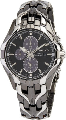 Seiko Mens SSC139 Excelsior Gunmetal and Silver-Tone Stainless Steel Solar Watch