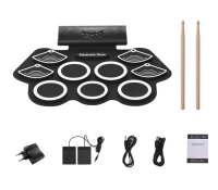 Portable Electronic Roll Up Drum with Built-In Speaker ชุดกลองไฟฟ้าแบบพกพาแบบมีลำโพงในตัว พร้อมแผ่นหุ้มซิลิโคน 9 แผ่น