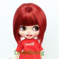 9-10 inch Blyth Wig Short Straight Red Hair Electrical Connectors