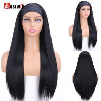 Aosiwig Synthetic Headband Wigs Long Wavy Natural Hair Cosplay Halloween Black Red Blonde Grey Wig For Black White Women Female