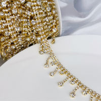 1 Yards Clothes Accessories Clothes Glass Rhinestone Shoes Garment Accessories Metal Tassel Rhinestone Chain