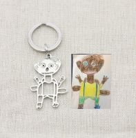 【CW】◙✤  Childrens Keychain Kids Child Artwork Personalized Keyring Custom Name Jewelry Fathers Day GIFT Kids