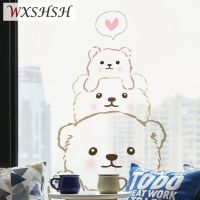 Customized Size Static Cling Window Sticker Three Bears Decorative Private Reusable Glass Film For Home Office Restaurant Store Window Sticker and Fil