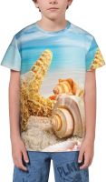 Starfish Seashell Sea Beach T- Shirt Short Novelty for Boys and Girl