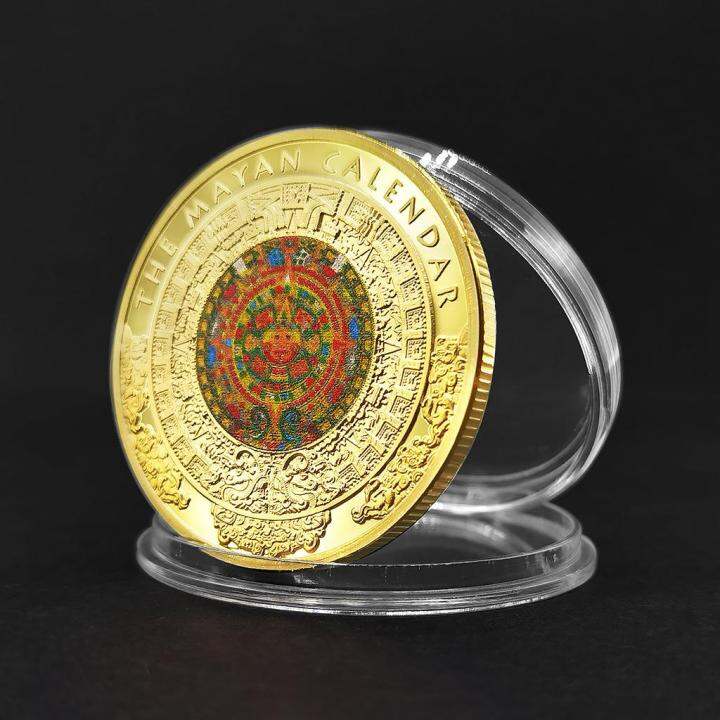 mayan-calendar-commemorative-medallion-gold-and-silver-plated-commemorative-coin-cultural-totem-aztec-civilization-commemorative