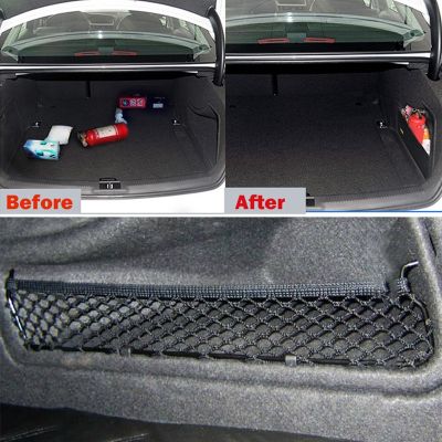 Car Back Rear Trunk Seat Storage Bag Mesh Auto Organizer Elastic String Net Bag Car Accessories For-Audi A4 B8 2008-2016
