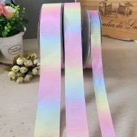 New 5Yards 25mm 40mm 50mm Wide Gradient Color Rainbow Ribbon Threaded DIY Hair Head Ornament Materials Gift Wrapping  Bags