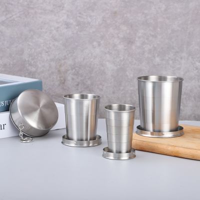 Portable Stainless Steel Foldable Cup 75ml/150ml/250ml Outdoor Travel Collapsible Coffee Mug Telescopic  Hiking Camping Water