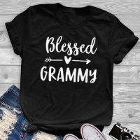 Blessed Grammy Sayings Letters Printed T-Shirts Mothers Day Gift Women O-Neck Funny T-Shirt Proud Grammy Shirt