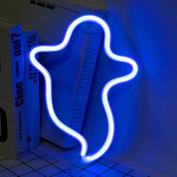 Neon Sign ไฟตกแต่ง Ghost Shape LEDs Neon Light USB คงที่ Bright Wall Decor สำหรับคริสต์มาสวันขอบคุณพระเจ้า Birthday Party