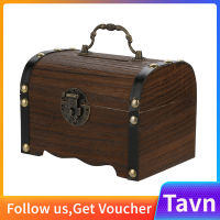 TAVN【100% Original】 Wooden Piggy Bank Safe Money Box Savings with Lock Wood Carving Handmade Legendary Treasure Chest