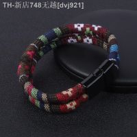 【CW】✐✘▽  Boho for Men Bohemain Ethnic Colorful Magnetic Buckle Bangles Jewelry