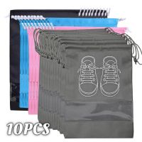 10/5pcs Shoes Storage Organizer Bags Non-woven Travel Portable Closet Bag Waterproof Pocket Clothing Tranparent Hanging Bag