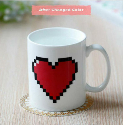 Magical Heart Magic Mugs,Red Temperature Changing Cup,Color Chameleon Mugs Heat Sensitive Cup Coffee Tea Milk Mug Novelty Gifts