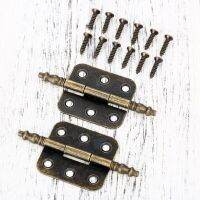 【YP】 4pcs/set Hinge 6 Holes 12 Screws 70x35mm Antique Iron Door Cabinet Jewelry Drawer Hardware