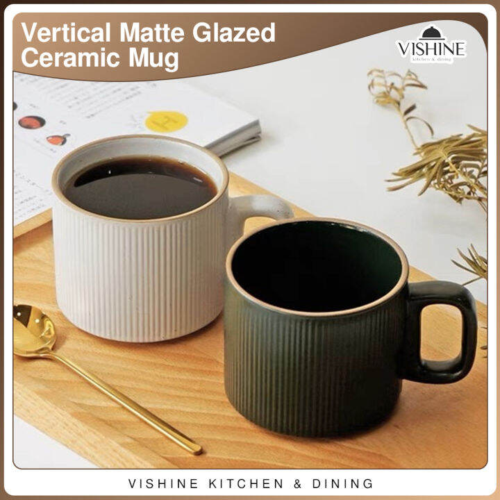 VISHINE Vertical Matte Color Glazed Ceramic Mug Japanese Harajuku Style