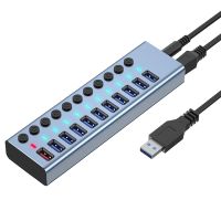 USB3.0 Splitter Computer Extender USB HUB 2.4A Fast Charging Port External 12V Power Supply