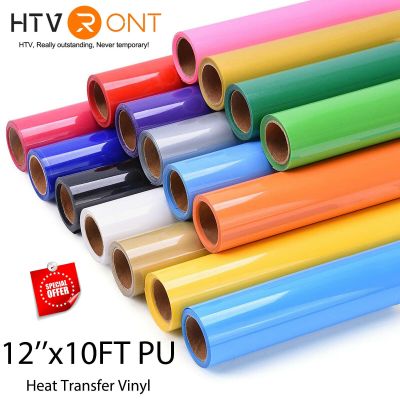 （PAPI PET）12 Quot; X10ft/30X300Cm HTVRONT PU ยางยืดไวนิลถ่ายโอนความร้อนสำหรับ Cricut Iron On Printed เสื้อผ้าเสื้อยืด DIY HTV ม้วนฟิล์ม