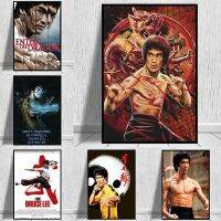 Bruce Lee กังฟูโปสเตอร์ซูเปอร์สตาร์ผ้าใบวาดภาพศิลปะบนผนังภาพพิมพ์สีทองห้องนั่งเล่นทันสมัยภาพตกแต่งสุนทรียภาพในห้องนอน