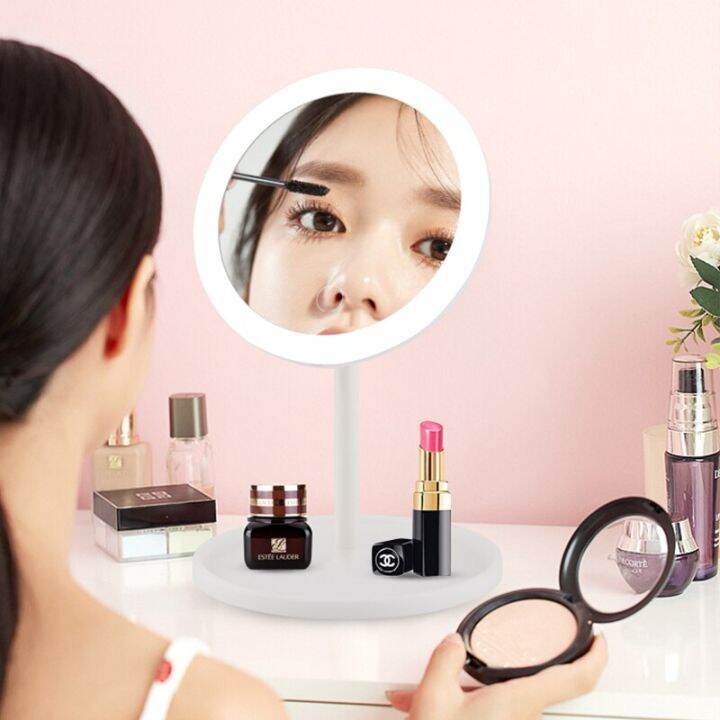 ทำให้กิจวัตรความงามของคุณสว่างขึ้น-กระจกคอล-led-หรี่แสงได้ฟังก์ชันความจำในการหมุน-กระจกโคอิติก-usb-พร้อมโมโนค