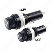 5 pcs/lot 5x20mm 10A 250V Glass Fuse holders 5x20 Black Insurance Tube Socket Panel Mount Fuse Socket Copper